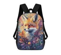 Whimsical Fox with Flowers And Berries - Vibrant Digital Airbrush Art Mochila, Mochila Infantil, Mochila Escolar Para Estudiantes, Mochila Para Libros, Mochila Escolar Impresa En 3D Para Niños Y Niñas