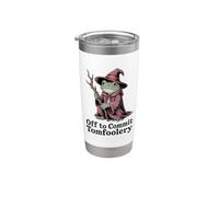 Whimsical Frog Wizard Off to Commit Tomfoolery Frog Meme Vaso térmico de acero inoxidable de doble pared