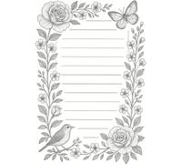 Whimsical Garden: Boho Floral Bird & Butterfly Coloring Notebook