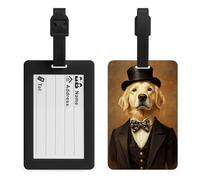 Whimsical Golden Retriever As A Gentleman - Etiquetas de equipaje para bolsa de viaje