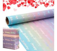 Whimsical Iridescent Paper, Birthday Theme Print, 16,93 pulgadas Roll with Premium Build, Brillante Decorative Wrap, Modern Gift Stationery with Radiant, Party Wrapping for School Events