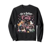 Whimsical Kittens on Bike - Ovillo de Lana, diseño de Gato felino Sudadera
