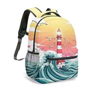 Whimsical Lighthouse & Orca - Mochila con estampado de cuento de hadas de fantasía de 16 pulgadas, mochila escolar para niños y adolescentes, 08., L, Casual