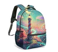 Whimsical Lighthouse & Orca - Mochila con estampado de cuento de hadas de fantasía de 16 pulgadas, mochila escolar para niños y adolescentes, 06., L, Casual