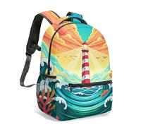 Whimsical Lighthouse & Orca - Mochila con estampado de cuento de hadas de fantasía de 16 pulgadas, mochila escolar para niños y adolescentes, 03., L, Casual