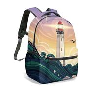 Whimsical Lighthouse & Orca - Mochila con estampado de cuento de hadas de fantasía de 16 pulgadas, mochila escolar para niños y adolescentes, 04., L, Casual