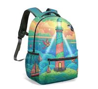 Whimsical Lighthouse & Orca - Mochila con estampado de cuento de hadas de fantasía de 16 pulgadas, mochila escolar para niños y adolescentes, 01., L, Casual