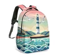 Whimsical Lighthouse & Orca - Mochila con estampado de cuento de hadas de fantasía de 16 pulgadas, mochila escolar para niños y adolescentes, 05., L, Casual