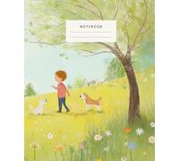 Whimsical Meadow Notebook Child, Puppies & Flowers: A cute meadow notebook capturing the joy of a child and puppies surrounded by flowers