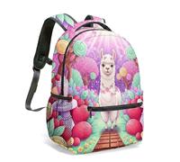 Whimsical - Mochila de alpaca de 40 cm para niños, estampado de llama tropical, floral, diseño de escenario de dibujos animados, 11, L, Casual