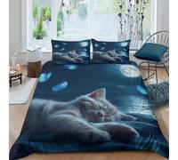 whimsical night scene Funda de Edredón Microfibra 3 Piezas Impresión 3D Cierre de whimsical nocturno escena Funda Edredon Fundas de Almohada Lavables Transpirable for niños Single（135x200cm）