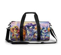 Whimsical Six Dogs Walking Cheerfully - Bolsa de viaje para gimnasio para mujeres y hombres, bolsa de lona cilíndrica con correa para el hombro