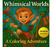Whimsical Worlds: PREMIUM: COLOR CHART | Printed on right-hand pages only | PERFECT FOR MARKERS | 8,5 X 8,5 inches | Fun and creative coloring book (Premium quality)