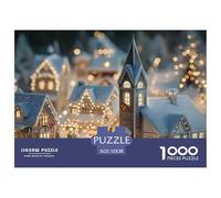 Whimsicl Christmas Village 1000 Stück Stabiler Karton Puzzle Snowy Christmas Village Lebendige Bilder Familienspiel Puzzles Für Erwachsene Und Kinder 52x38cm/1000pcs