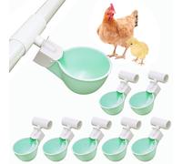 Whimsii 8 tazas de agua de pollo con accesorios en T de PVC, automáticas, antifugas, capacidad para un 50% más de agua, adecuadas para pollitos, pollos, patos, codornices, pájaros, pavos