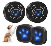 Whimsii - Timbre para perro, timbre inalámbrico para ir al aire libre, botones impermeables IP55, 55 melodías, 4 niveles de volumen y alcance de 950 pies (negro, 2 receptores, 2 transmisores)