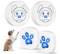 Whimsii Timbre para Perros, Timbre Inalámbrico para Salir al Exterior, Botones Impermeables IP55, 55 Melodías, 4 Niveles de Volumen y Alcance de 168 m (Blanco, 2 Receptores 2 Transmisores)