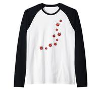 Whimsy Twee Ladybug Trail Heart Cute Summer Camiseta Manga Raglan