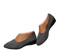 Whimsyard Elegantes zapatos de cuña de ante ligeros y antideslizantes con tacón bajo, cuñas bajas cerradas, puntera redonda, ortopédica, soporte de arco para caminar, para fascitis plantar