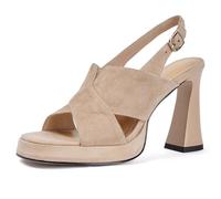 Whimsyard Sandalias de tacón alto grueso con punta abierta, sandalias de mujer con tacón alto grueso con punta abierta y tira ajustable en el tobillo para fiesta, boda (Albaricoque,37)