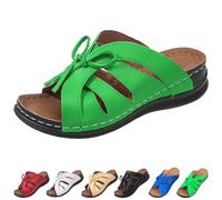 Whimsyard Sandalias ortopédicas cómodas con lazo para mujer, plataforma de cuña, punta abierta, brida, soporte para el arco, sandalias de playa de cuña ancha, verde, 39 EU