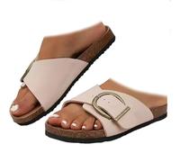 Whimsyard Sandalias Ortopédicas Cómodas Y Elegantes, Sandalias Deslizantes Para Mujer Con Soporte Para El Arco, Sandalias Sin Cordones Para Fascitis Plantar, Cómodas Zapatillas Ajustables (Beige,41)
