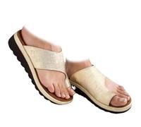 Whimsyard Sandalias ortopédicas de verano, cómodas y elegantes, con soporte para el arco del pie y con anillo para el dedo del pie y antideslizantes, transpirables e informales (Dorado,38)