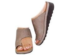 Whimsyard Sandalias ortopédicas de verano, cómodas y elegantes, con soporte para el arco del pie y con anillo para el dedo del pie y antideslizantes, transpirables e informales (Caqui,37)