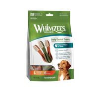 WHIMZEES Cepillos de Dientes L 6 Piezas - Talla L | Golosinas para Perros Grandes, de Larga Duración, Naturales y Sin Cereales, Vegetarianas, Sin Azúcares Añadidos
