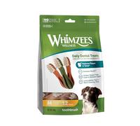 WHIMZEES Cepillos de Dientes M 12 Piezas - Talla M | Golosinas para Perros Medianos, de Larga Duración, Naturales y Sin Cereales, Vegetarianas, Sin Azúcares Añadidos