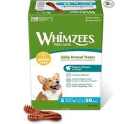 WHIMZEES Cepillos de Dientes S, Caja Mensual 30 Piezas - Talla S | Golosinas para Perros Pequeños, de Larga Duración, Naturales y Sin Cereales, Vegetarianas, Sin Azúcares Añadidos