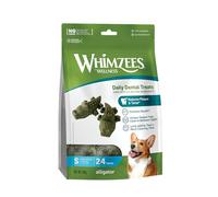 WHIMZEES Cocodrilos S 24 Piezas - Talla S | Golosinas para Perros Pequeños, de Larga Duración, Naturales y Sin Cereales, Vegetarianas, Sin Azúcares Añadidos