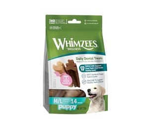WHIMZEES Palitos para Cachorros M/L 14 Piezas - Talla M & L | Golosinas para Cachorros Medianos/Grandes, de Larga Duración, Naturales y Sin Cereales, Vegetarianas, Sin Azúcares Añadidos