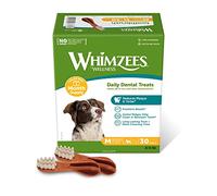 WHIMZEES - Snacks Dentales Naturales sin Cereales - para Perros Medianos - Cepillos de Dientes Masticables - Mejora la Higiene Bucal - 30 Unidades