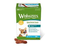 WHIMZEES - Snacks Dentales Naturales sin Cereales - para Perros Pequeños - Cepillos de Dientes Masticables - Mejora la Higiene Bucal - 30 Unidades