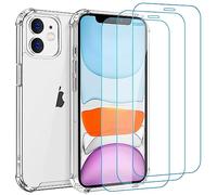 Whioltl Compatible con iPhone 11 Funda, 3 Pack Protector de Pantalla iPhone 11 Cristal Templado, Transparente TPU Silicona Funda con Cristal Vidrio Templado y Carcasa, Antiarañazos Case Cover