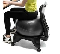 WHIPIN Silla de Oficina con Pelota de Yoga, Silla de Escritorio móvil con Pelota Medicinal y Respaldo y Ruedas, Pelotas saltarinas de 55 cm, para niños, Adolescentes, Adultos y Embarazadas(Gray)