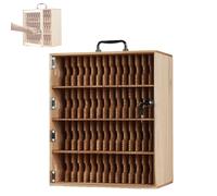 WHIPIN Taquilla de Pared de Madera de Pino para teléfono móvil, con Ranuras numeradas, Compartimentos con Cerradura y Puerta de acrílico, Ideal para aulas, oficinas y Espacios públicos(60 Slots)