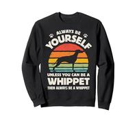 Whippet Always Be Yourself Snap Dog Retro Vintage Hombres Mujeres Sudadera, Unisex para Adultos, Negro, XL