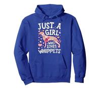 Whippet Just A Girl Who Loves Snap Dog Flower Mujeres Floral Sudadera con Capucha, Unisex para Adultos, Azul Real, S
