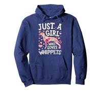 Whippet Just A Girl Who Loves Snap Dog Flower Mujeres Floral Sudadera con Capucha, Unisex para Adultos, Azul Marino, L