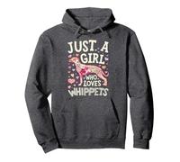 Whippet Just A Girl Who Loves Snap Dog Flower Mujeres Floral Sudadera con Capucha, Unisex para Adultos, Jaspeado Oscuro, M