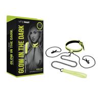 Whipsmart Glow In The Dark Collar Con Pinzas Para Pezones Y Correa Black One Size