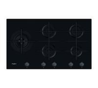 Whirlpool GOWL928NB - Placa de Gas Natural 5 Quemadores AutoEncendido Llama Multinivel Cristal Negro
