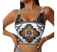 Whirlpool - Sujetadores deportivos de alto soporte con decoración de flores para mujer, cómodos y elegantes tops de entrenamiento | Plus, Negro, M