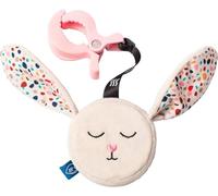 Whisbear Conejito Zumbador con Clip Blanco | Susurro Rosa | Ayuda para Dormir | Regalos para Bebés | Juguetes para la Silla del Coche | Accesorios para el Cochecito | Compañeros para Dormir