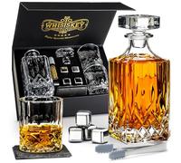Whisiskey - Decantador de Whisky - Jarra de Whisky - Classic - 800ml - Regalo Hombre - Cubitos Hielo Reutilizables - Regalos Originales para Hombres - 2 Vasos de Whisky, 4 Piedras de Whisky, Posavasos