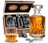 WHISISKEY Decantador de Whisky - Jarra de whisky - Decantador 700ml - Set de Regalo de Whisky - Regalos Originales para Hombres - 2 Vasos de Whiskey x 310ML, 8 Piedras de Whisky, Accesorios