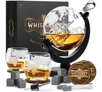 Whisiskey Decantador de Whisky - Jarra de whisky - Decantador 900ml - Set de Regalo de Whisky - Regalos Originales para Hombres - 2 Vasos de Whiskey x 285ML, 8 Piedras de Whisky, Accesorios
