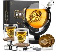 WHISISKEY Decantador de Whisky - Jarra de Whisky - Decantador 900ml - Set de Regalo de Whisky - Regalos Originales para Hombres - 2 Vasos de Whiskey x 125ML, 4 Piedras de Whisky, Accesorios